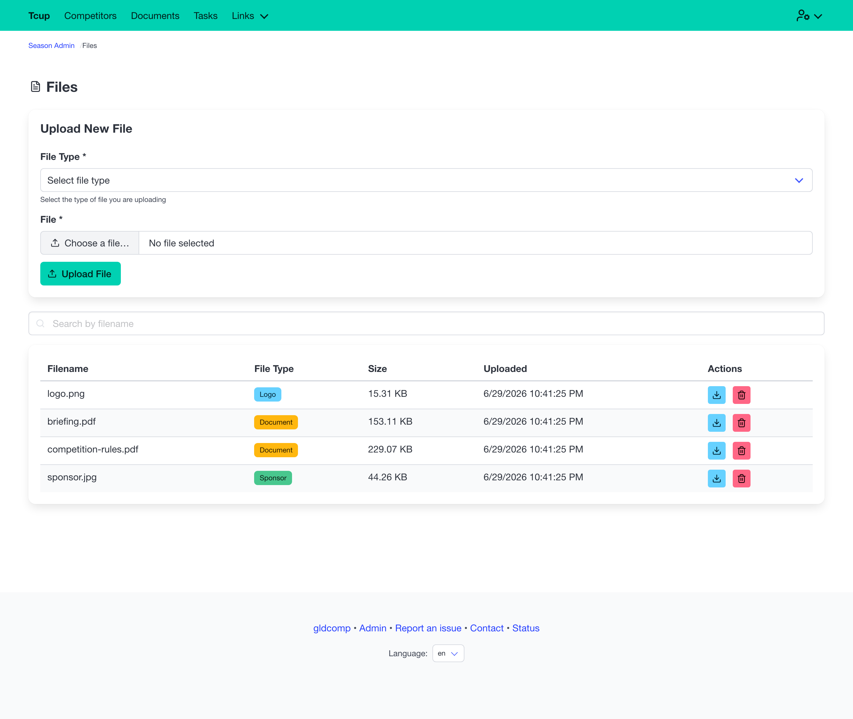 Files upload admin