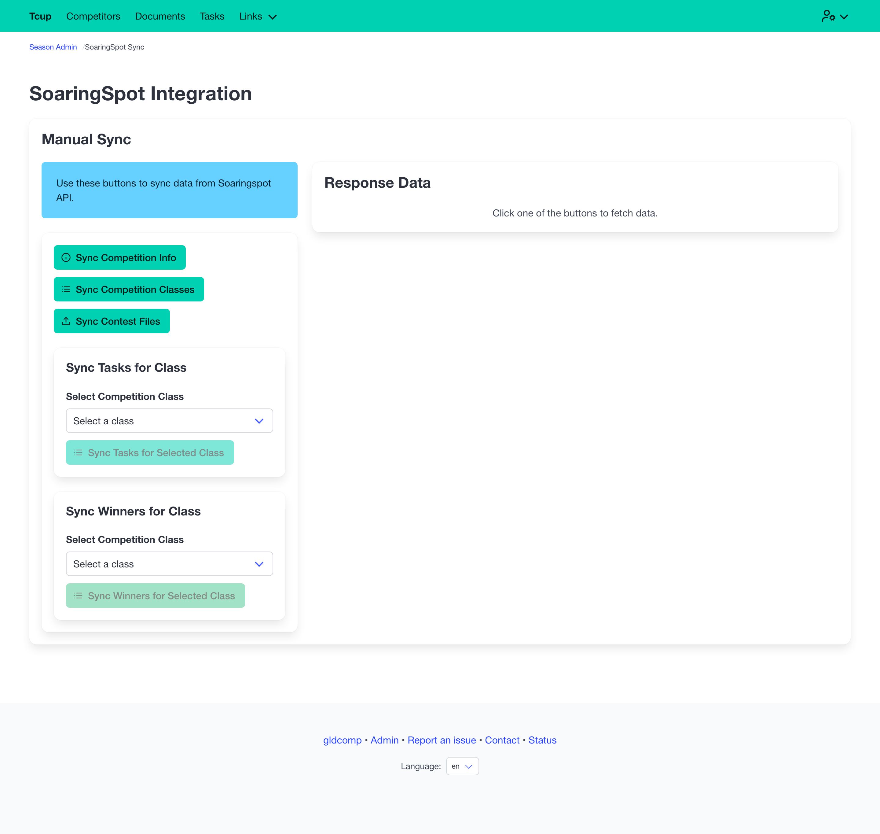 SoaringSpot sync admin