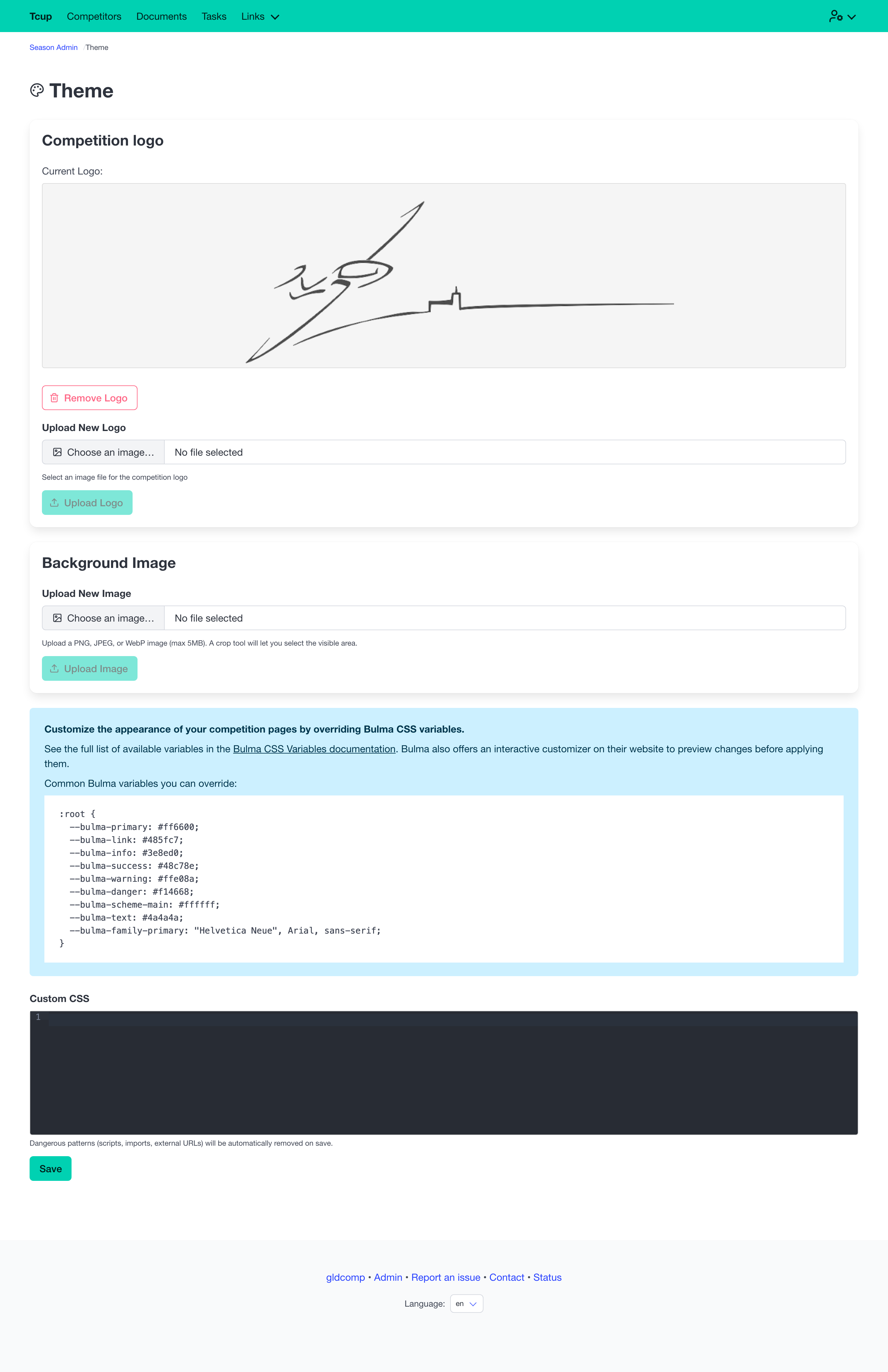 Theme and branding admin