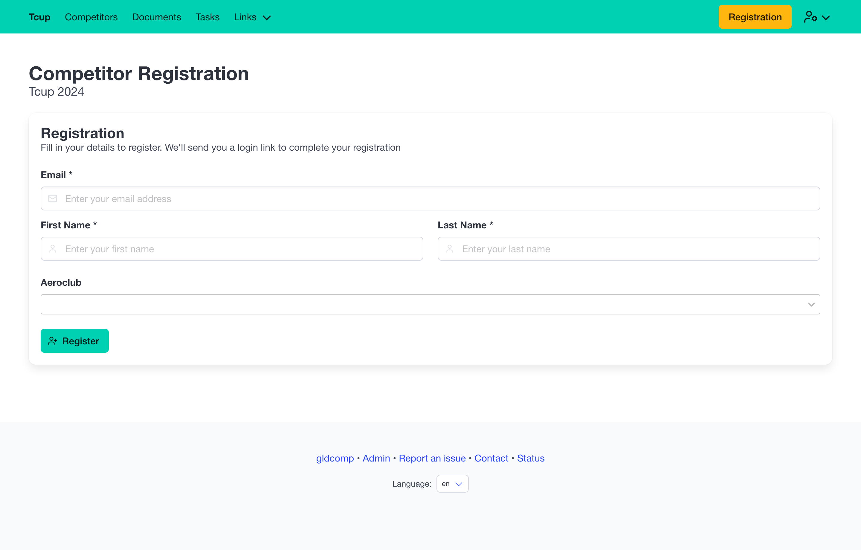 Initial registration form