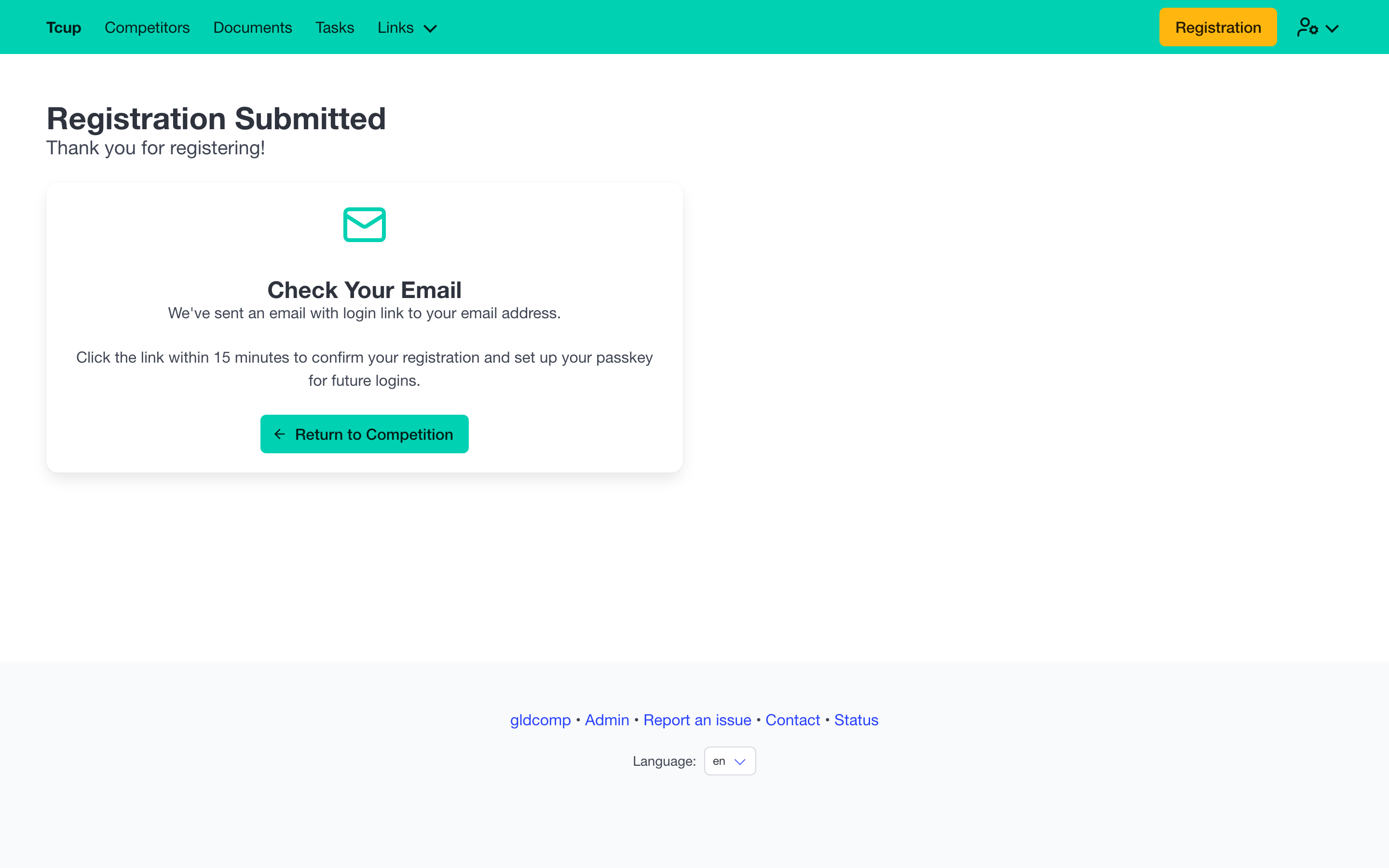 Registration submitted confirmation