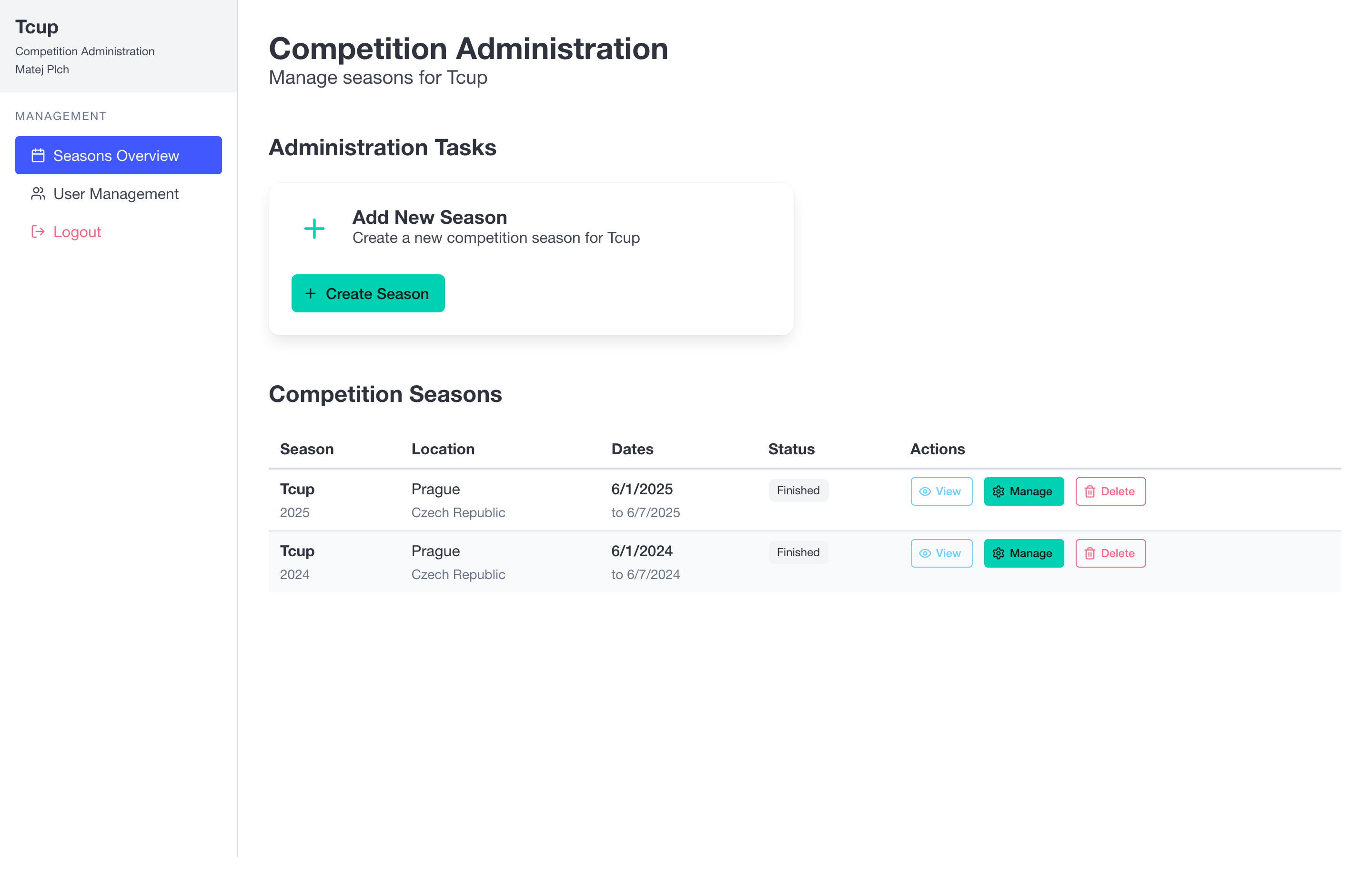 Series admin dashboard