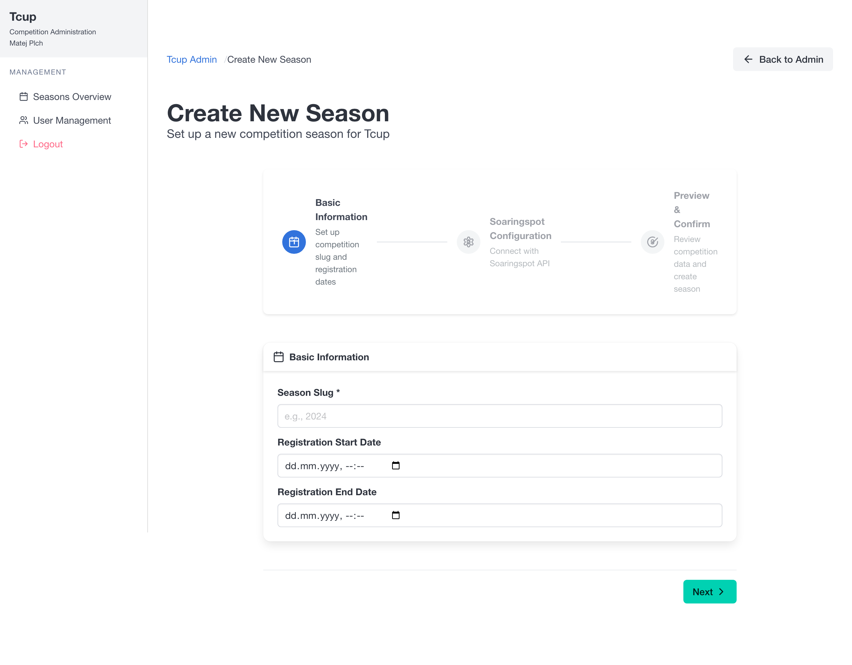 New season wizard